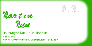 martin nun business card